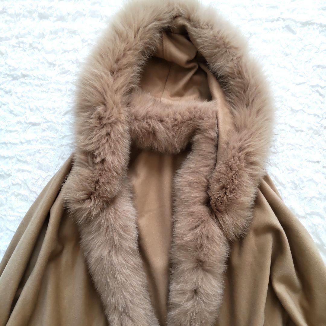 LORITTI ロリッティ　ポンチョ　カシミヤ　フォックス　フード付き　М