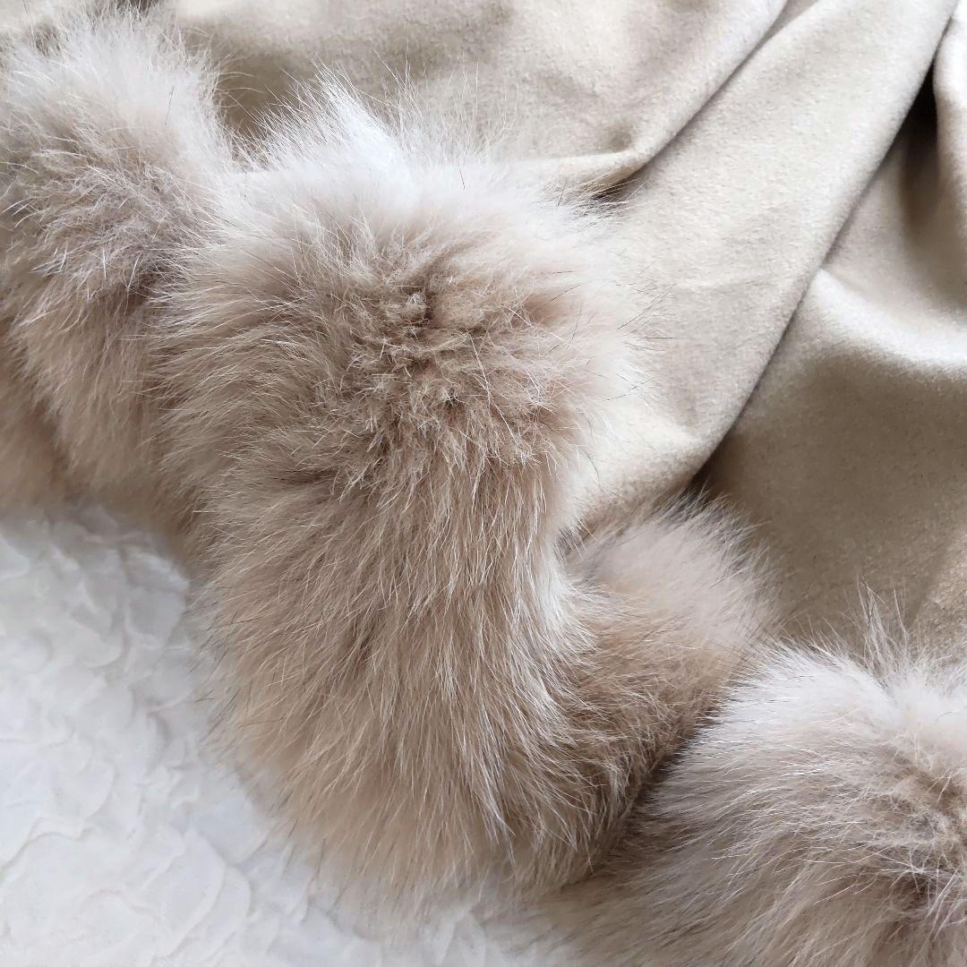 LORITTI ロリッティ　ポンチョ　カシミヤ　フォックス　フード付き　М