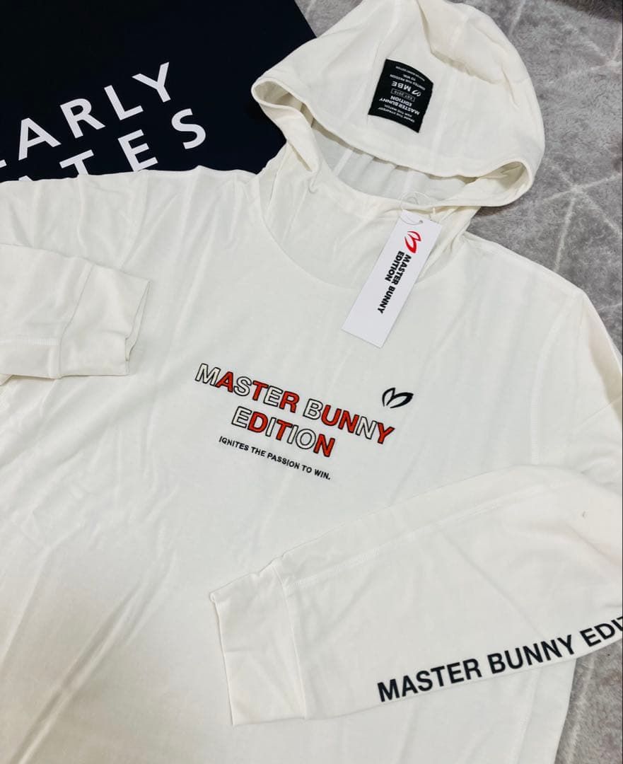 新品 パーリーゲイツ マスターバニー ベアスムース フーディ(5)サイズL/白