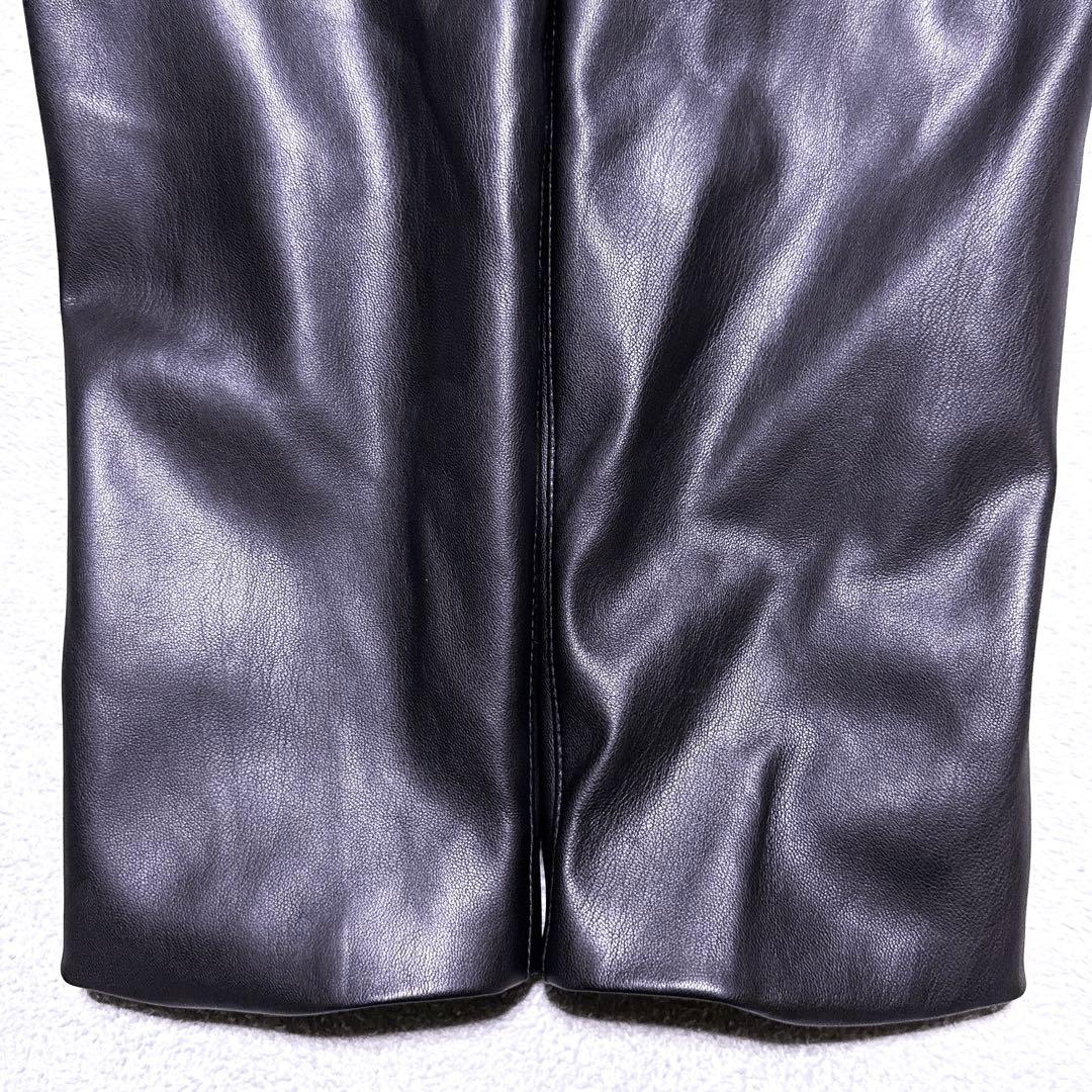 L【未使用】ZARA テーラードジャケット フェイクレザー ブラック メンズ