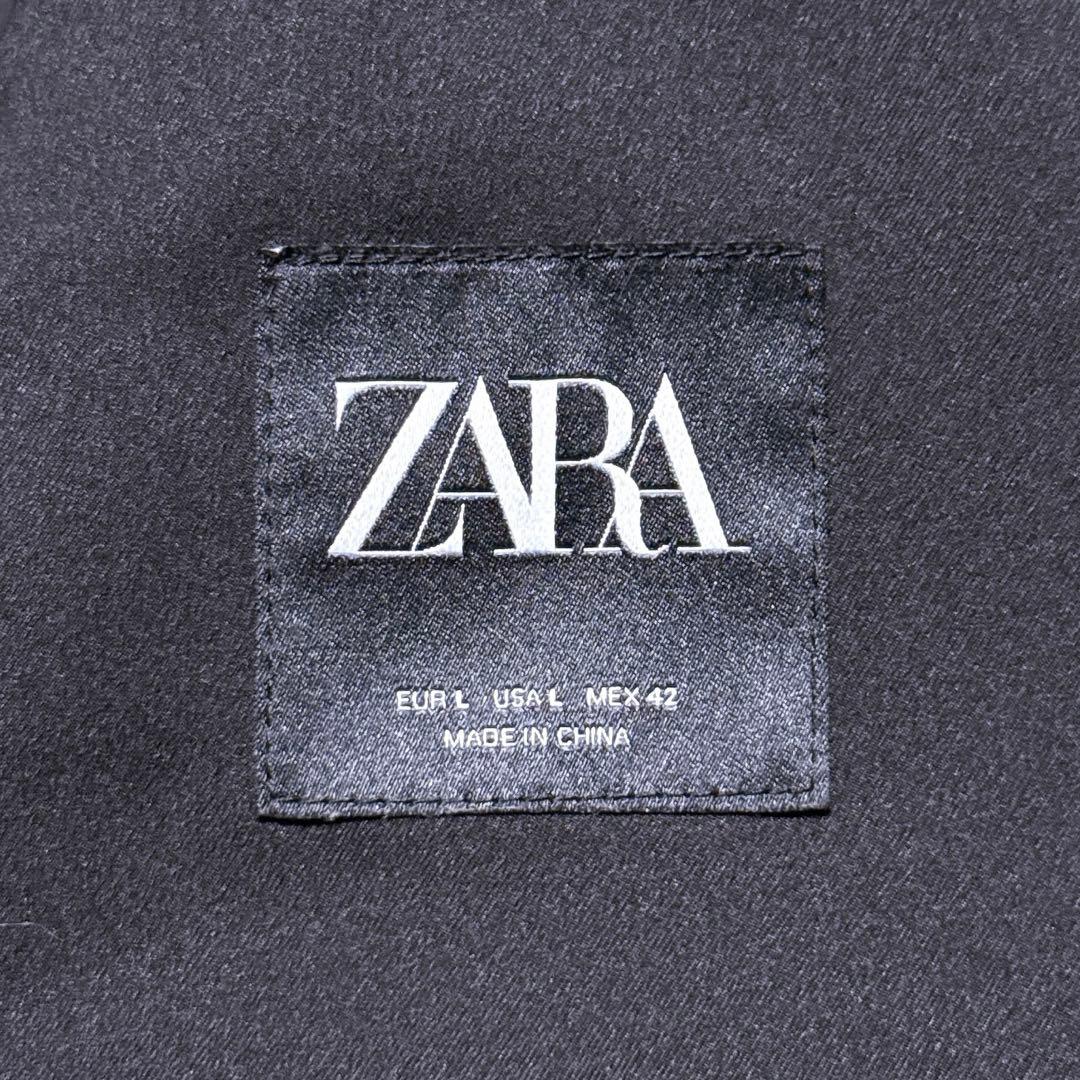 L【未使用】ZARA テーラードジャケット フェイクレザー ブラック メンズ