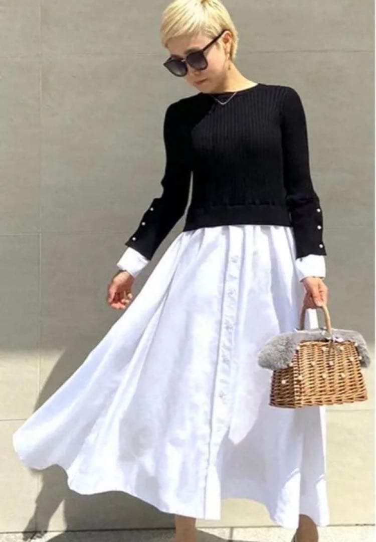 jenne バックパール大人フレンチドッキングワンピース　M