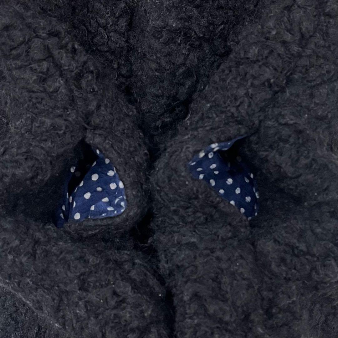 【希少】45R ノーカラー プードル ボアコート ブラック2