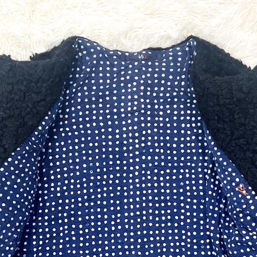 【希少】45R ノーカラー プードル ボアコート ブラック2