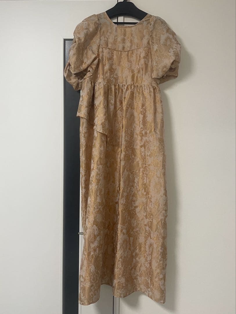【オケージョン】Dou Dou web限定ジャガードドレス　ベージュ