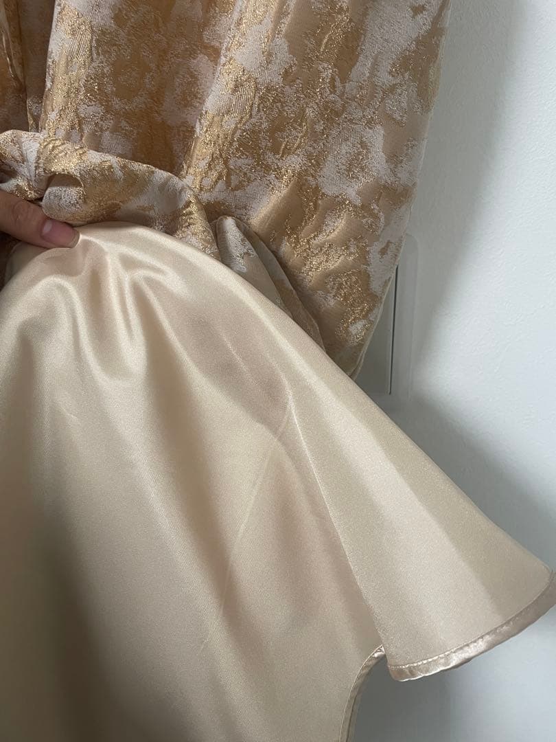 【オケージョン】Dou Dou web限定ジャガードドレス　ベージュ