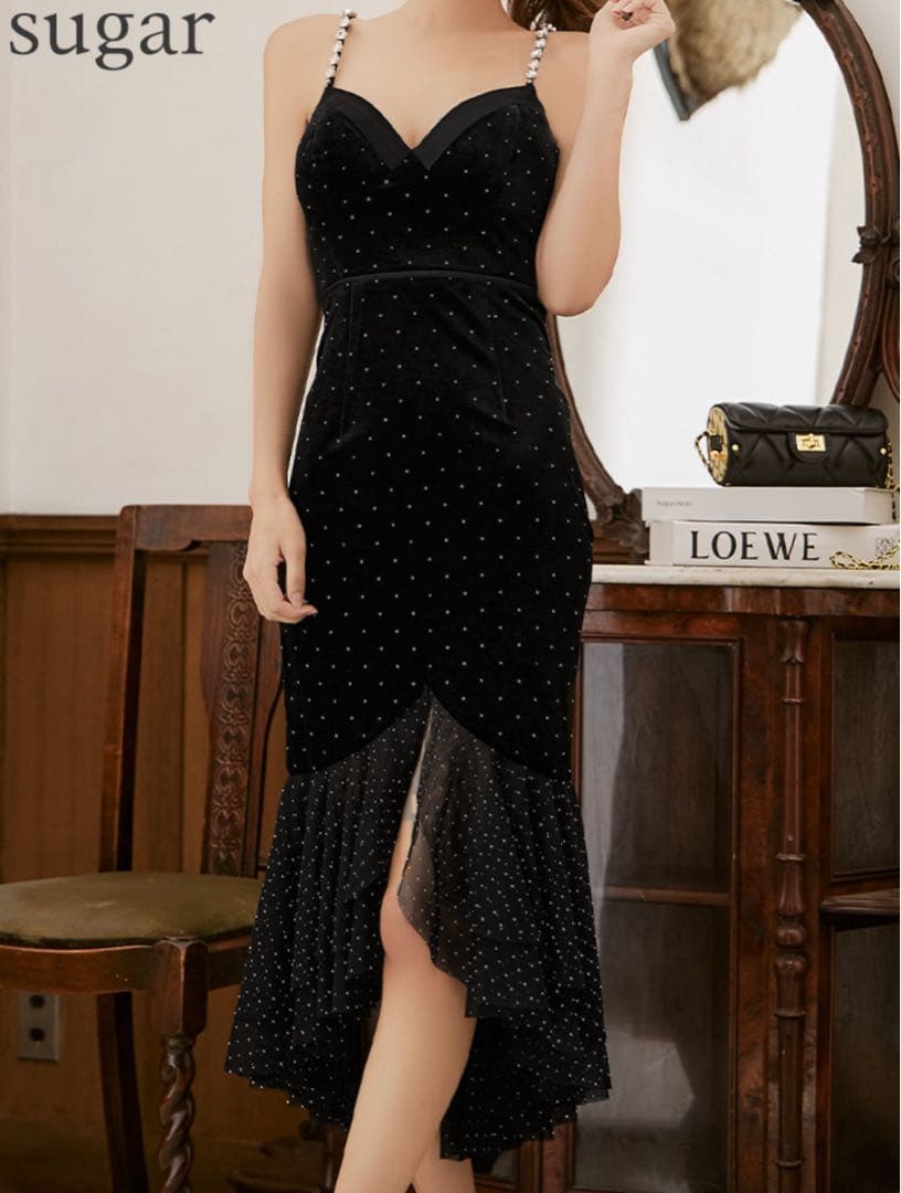 お値下げ交渉◎sugarブラックドット柄ナイトドレス
