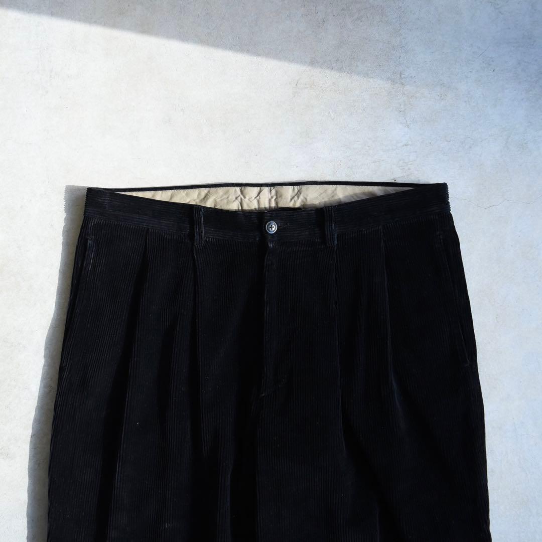 90s ノーティカ ツータックコーデュロイスラックス 黒ブラック W38 L30