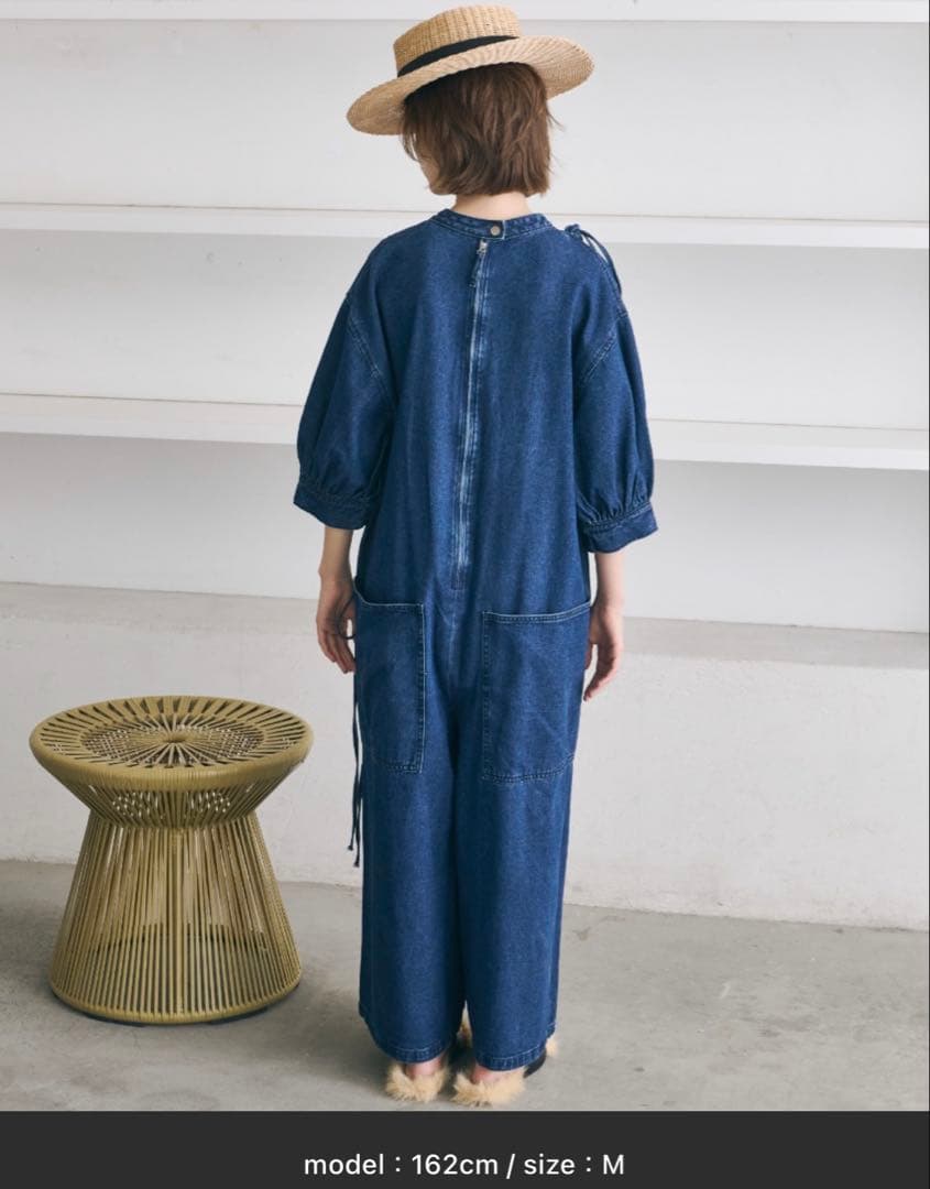 PERNA ハーフスリーブデニムオールインワン