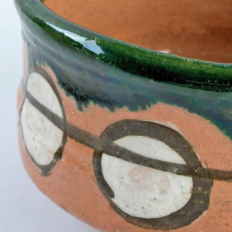 茶道具　八事窯　中村道年作　織部茶碗　仕覆付　時代箱　C　9440