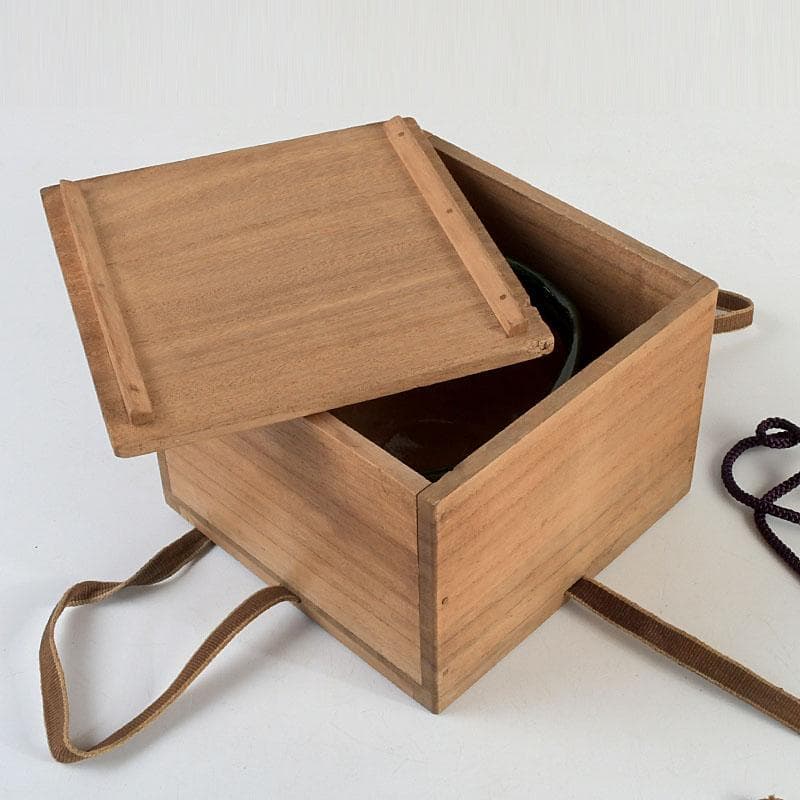 茶道具　八事窯　中村道年作　織部茶碗　仕覆付　時代箱　C　9440