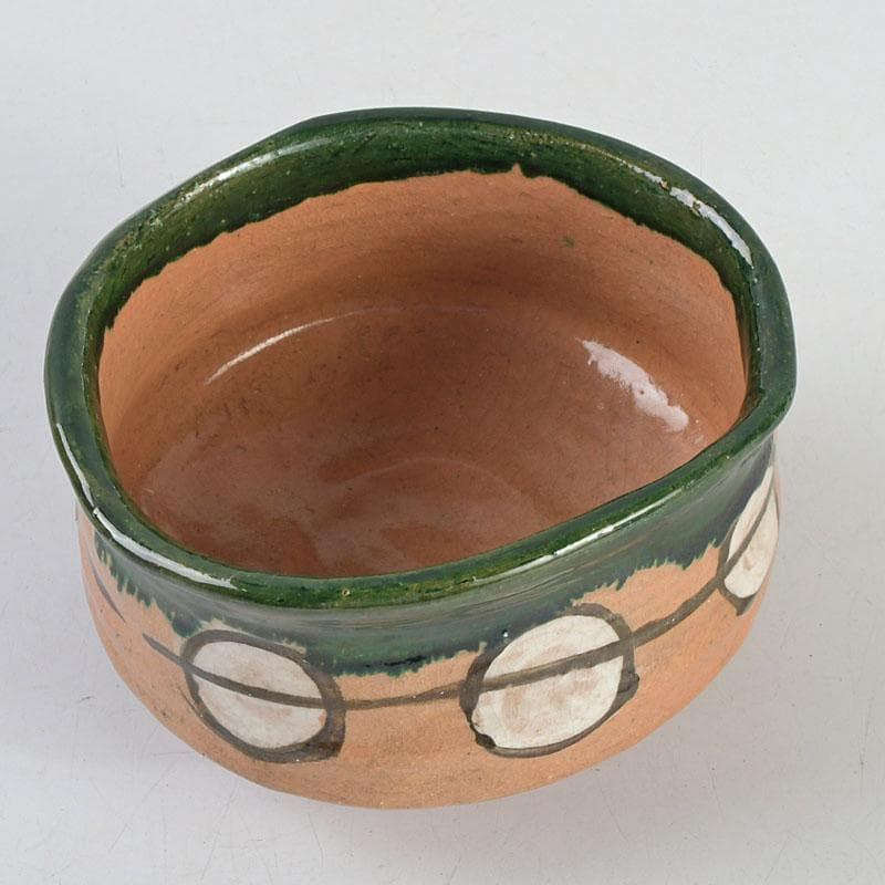 茶道具　八事窯　中村道年作　織部茶碗　仕覆付　時代箱　C　9440