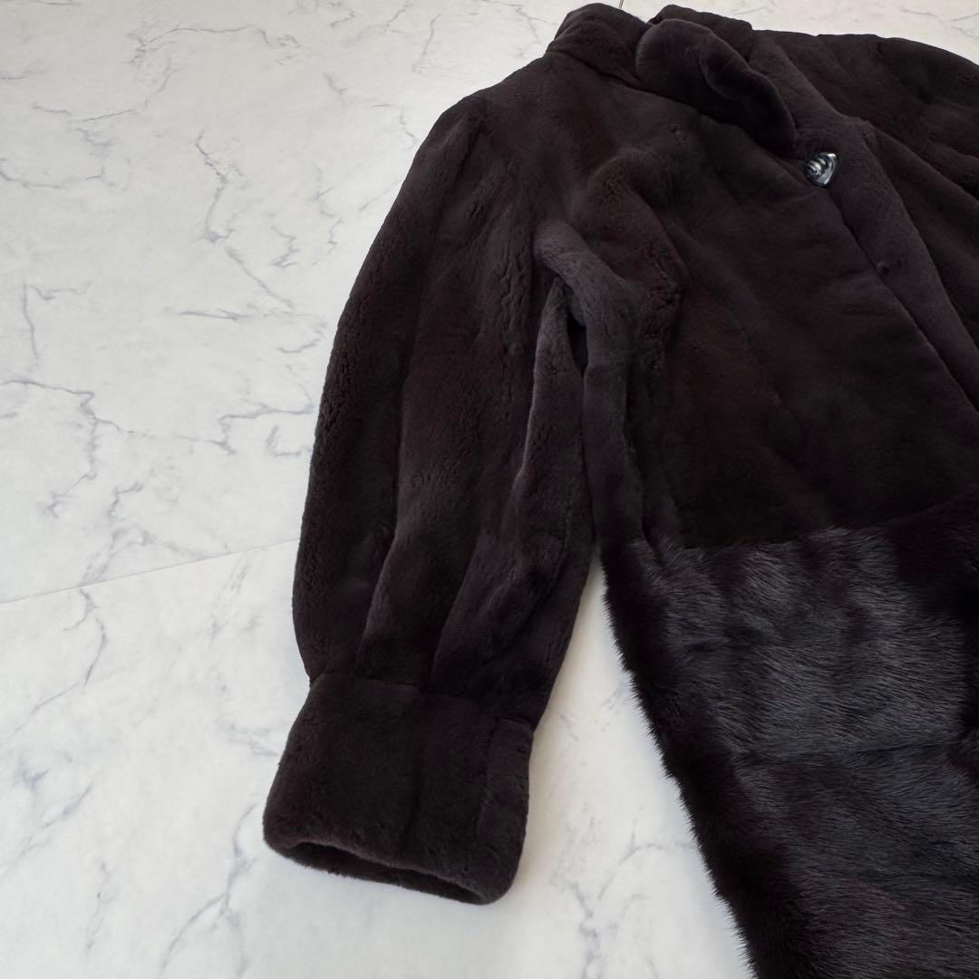 美品✨ サガミンク ミンクファーコート 本毛皮 裾デザイン 毛並み良好 ハーフ丈