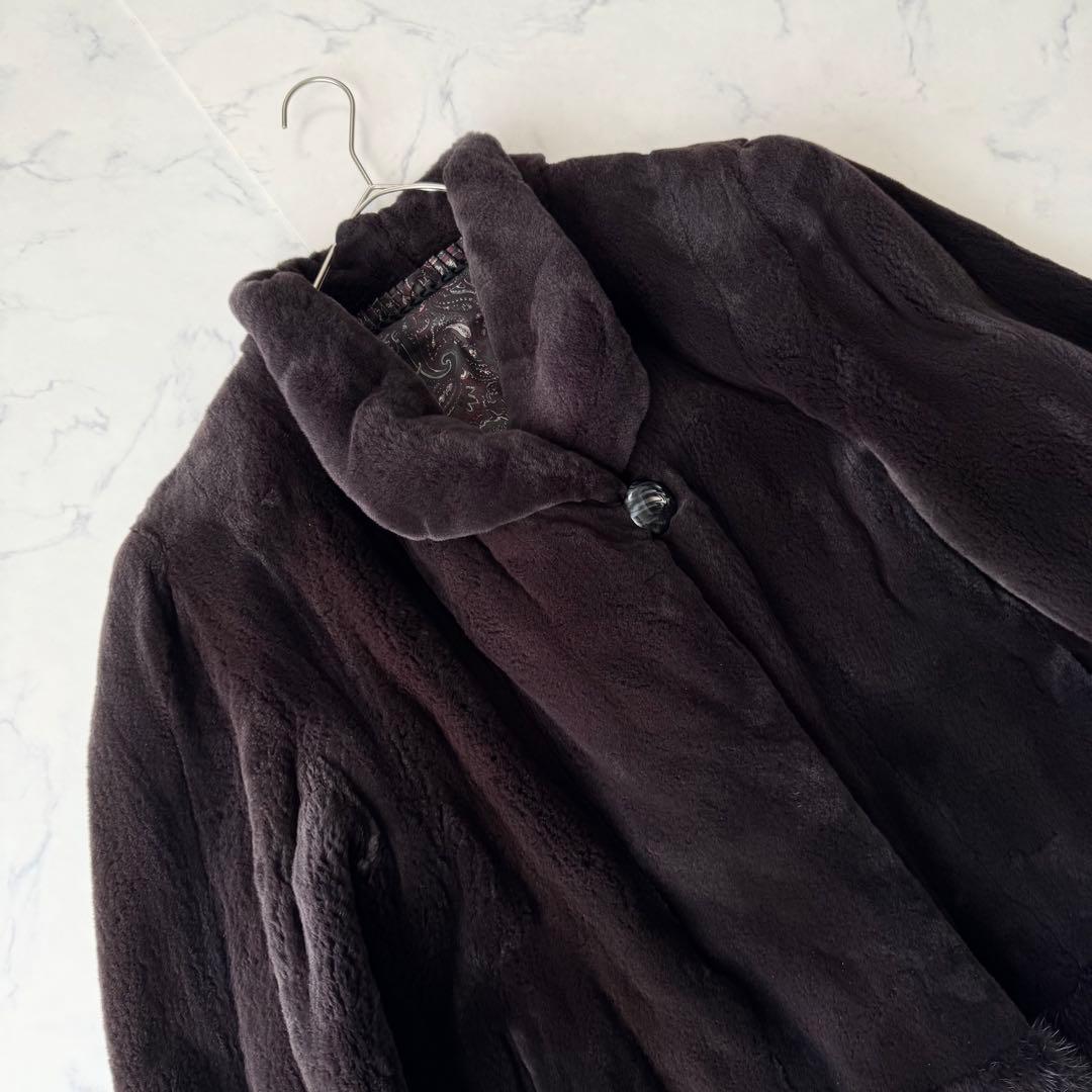 美品✨ サガミンク ミンクファーコート 本毛皮 裾デザイン 毛並み良好 ハーフ丈