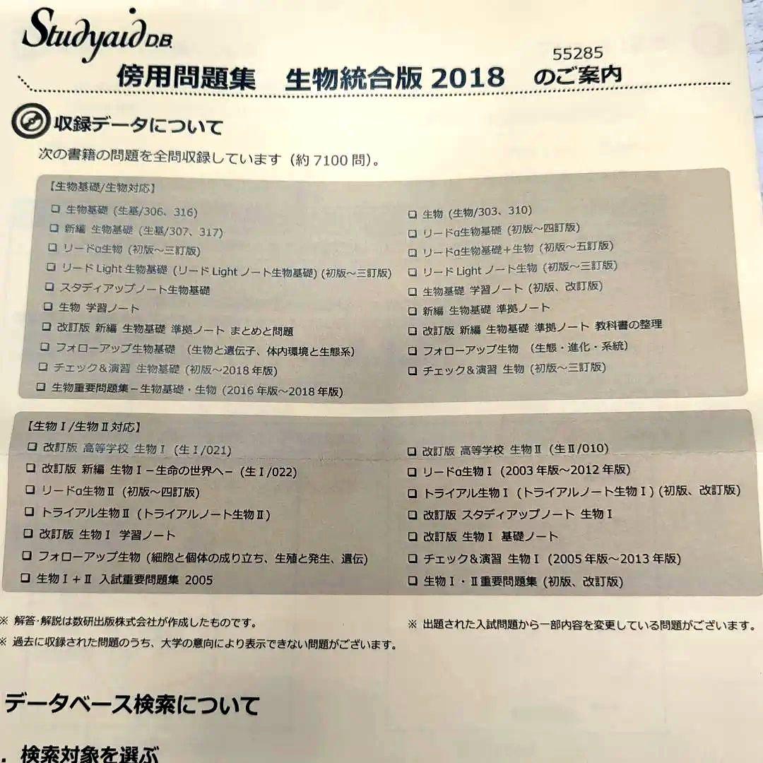 Study aid D.B. 傍用 生物統合版 2018