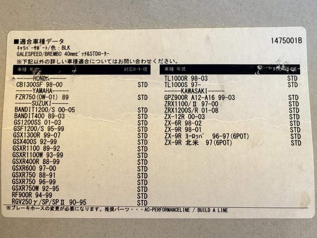 ACTIVE フロント用キャリパーサポート 1475001B GPZ900R