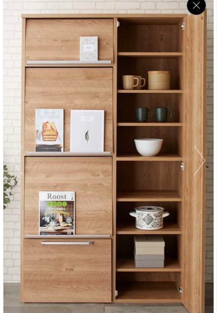 ディノス　ナチュラルウッド 食器棚 スライド扉付き