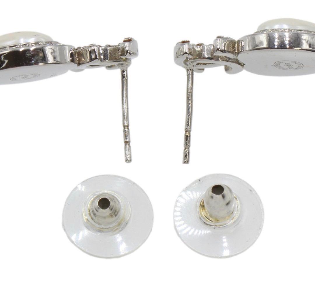 R2754 超美品 シャネル ハート ラインストーン×パール スイング ピアス