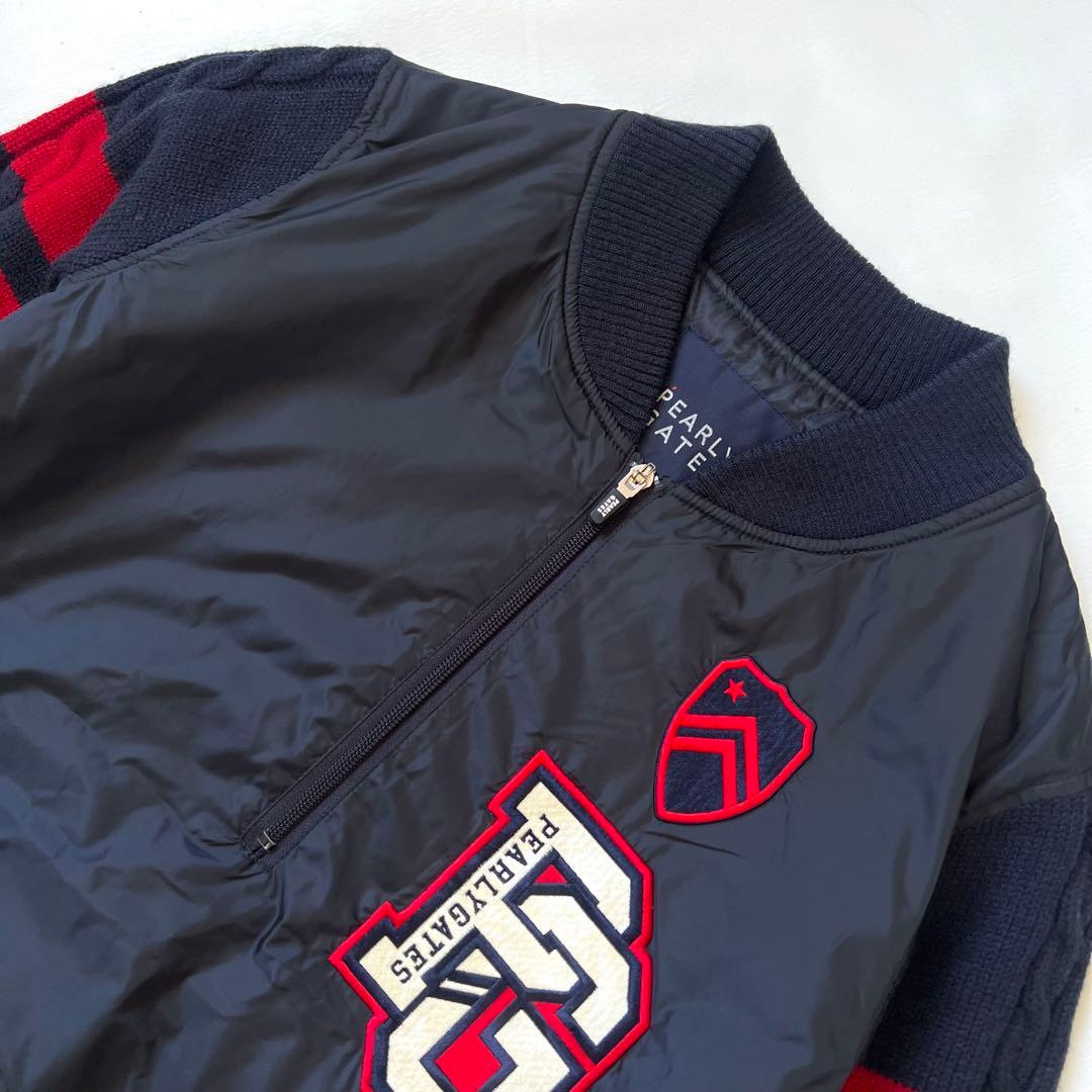 Pearly gates パーリーゲイツ　ニット×ナイロン　中綿入り　ジャケット