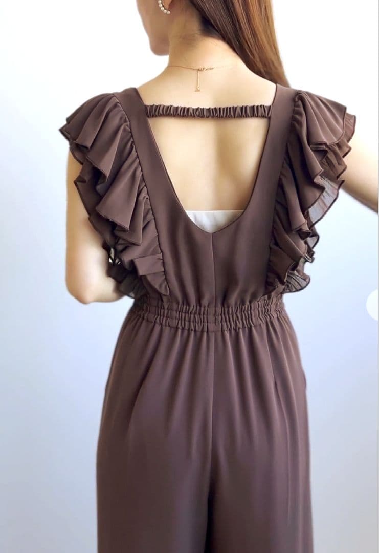 完売　ココディール　新品タグ付　プリーツフリルオールインワン ブラウン