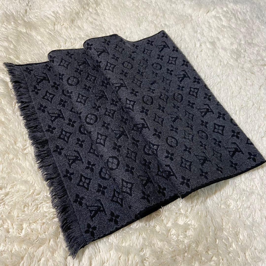 【極美品】LOUIS VUITTON ルイヴィトン モノグラム マフラー グレー