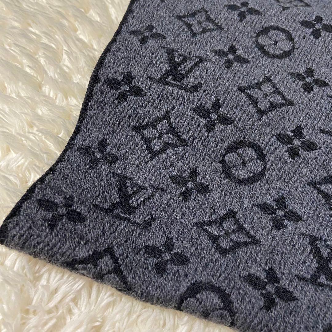 【極美品】LOUIS VUITTON ルイヴィトン モノグラム マフラー グレー