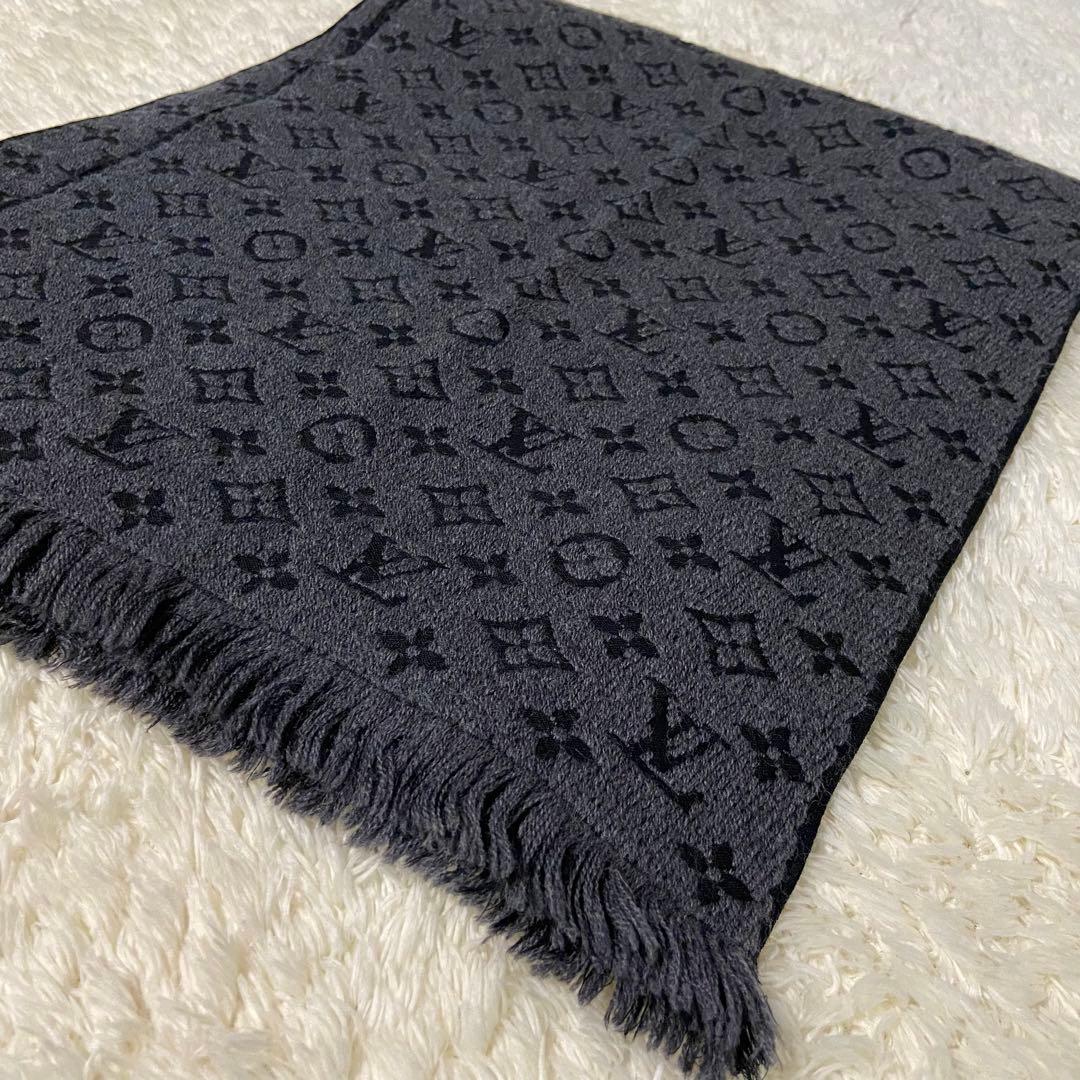 【極美品】LOUIS VUITTON ルイヴィトン モノグラム マフラー グレー