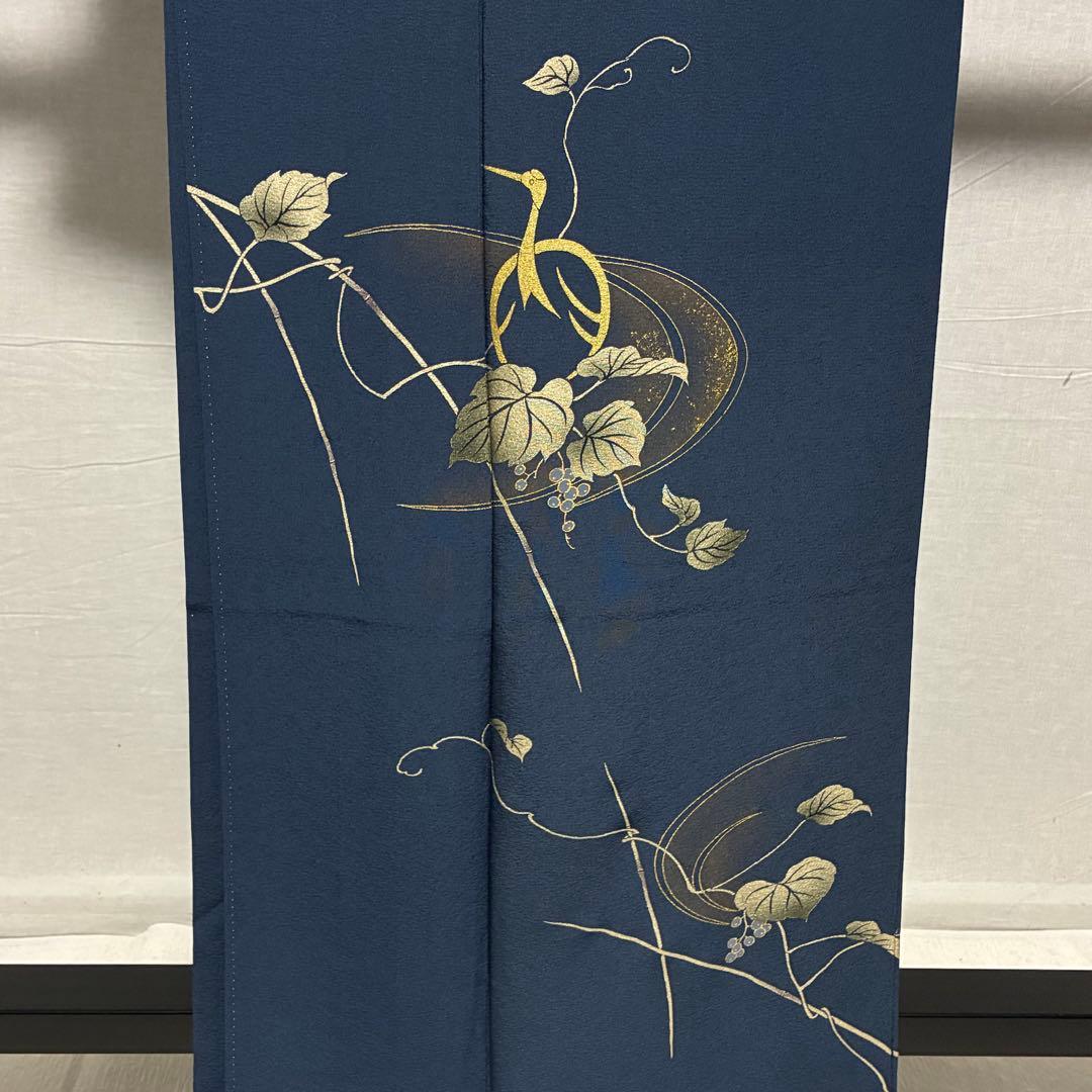 D21 訪問着 蔦の葉 流水 金彩 正絹 着物 袷 極美品