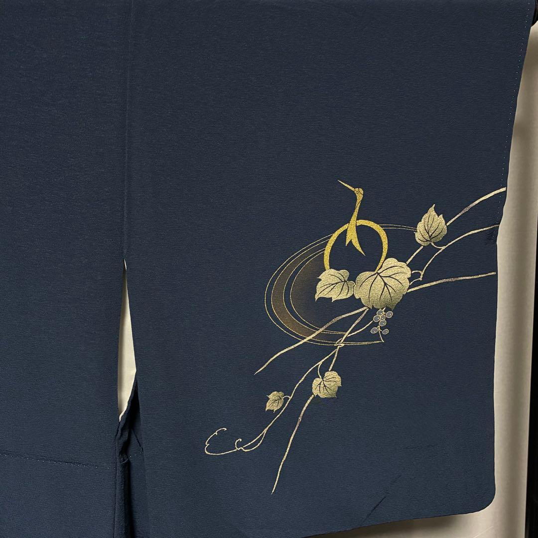 D21 訪問着 蔦の葉 流水 金彩 正絹 着物 袷 極美品