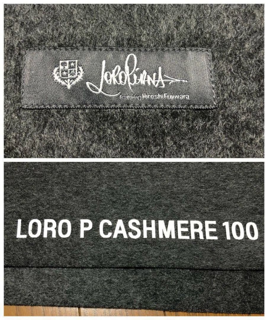 ■超美品15万!ロロピアーナ×藤原ヒロシ／超大判カシミヤマフラーストール　グレー