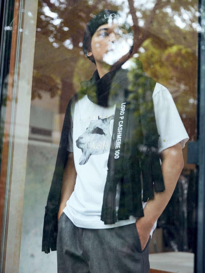 ■超美品15万!ロロピアーナ×藤原ヒロシ／超大判カシミヤマフラーストール　グレー