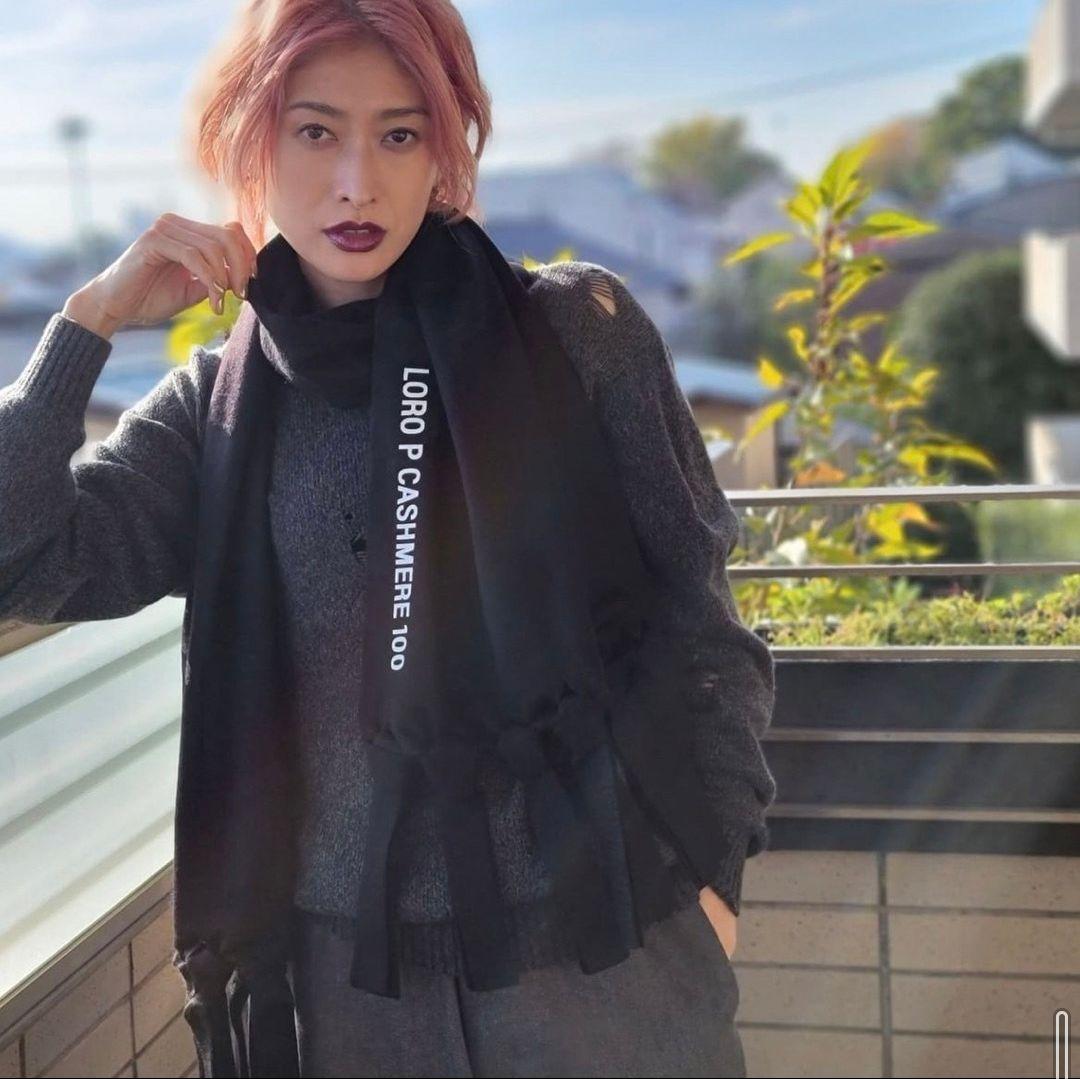 ■超美品15万!ロロピアーナ×藤原ヒロシ／超大判カシミヤマフラーストール　グレー