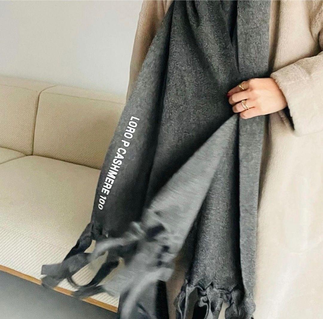 ■超美品15万!ロロピアーナ×藤原ヒロシ／超大判カシミヤマフラーストール　グレー