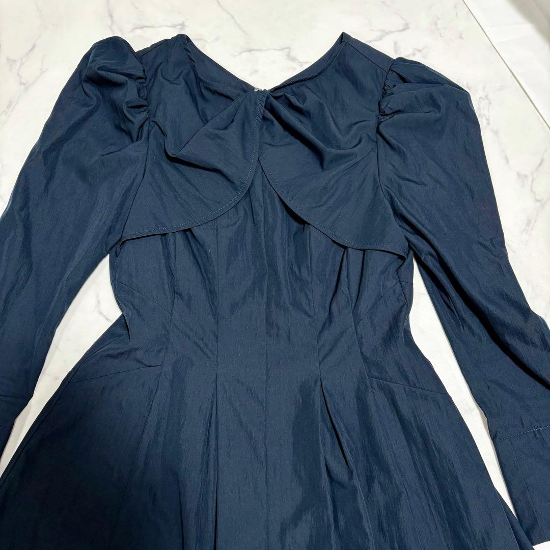 美品 Her lip to ロングワンピース 長袖 フレア M ネイビー 25年