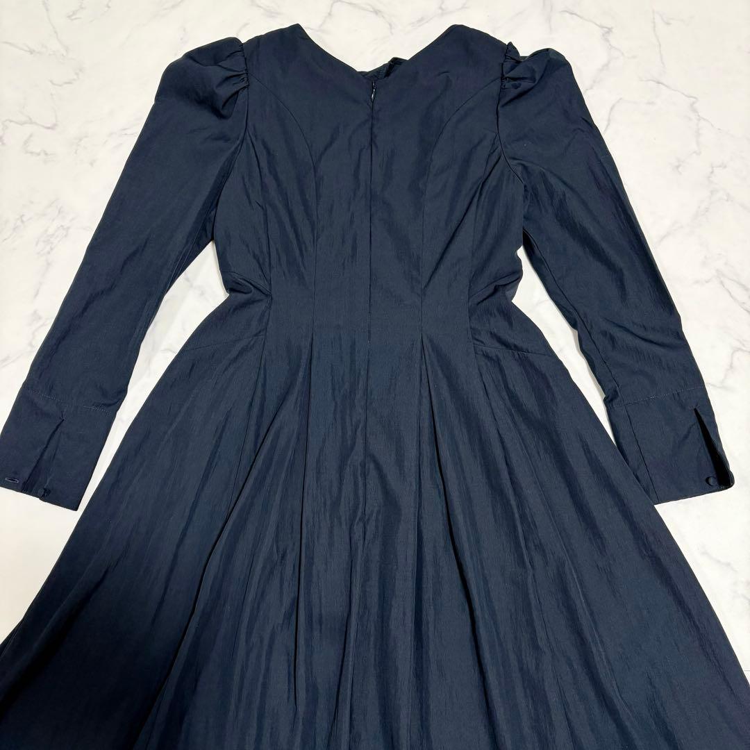美品 Her lip to ロングワンピース 長袖 フレア M ネイビー 25年