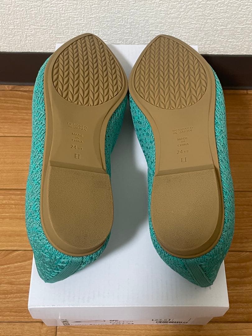 CUMUU_DIANA フラットシューズ　パンプス ビジュー ハート グリーン