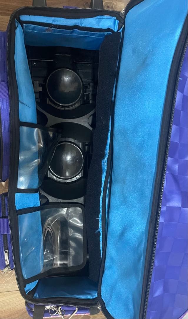 STORM ボウリング用3入バッグ 青　チェック柄