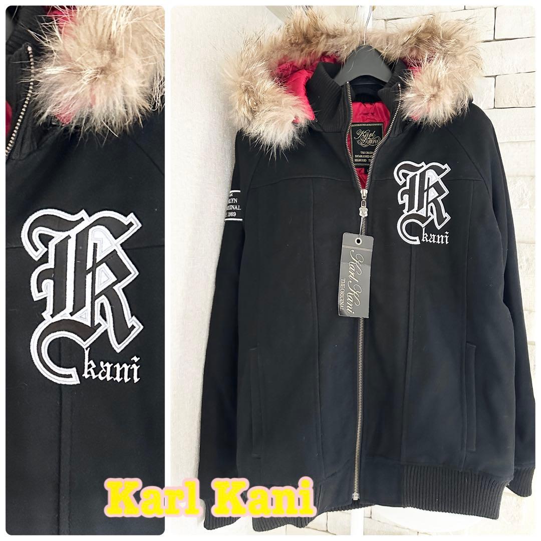 新品タグ付き　Karl Kani カールカナイ　ブラックスタジャン　Lサイズ