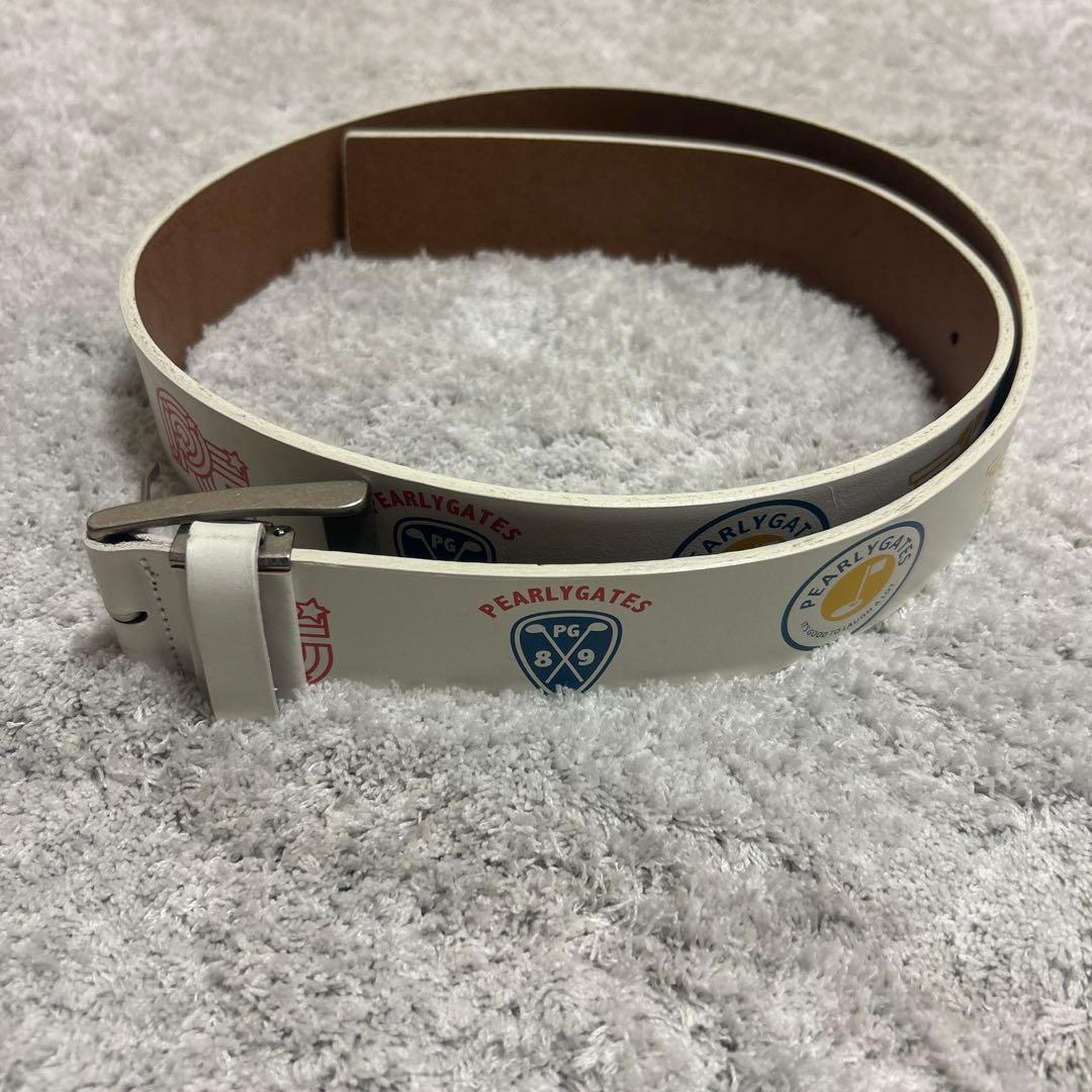 PEARLY GATES ロゴデザイン ベルト ホワイト