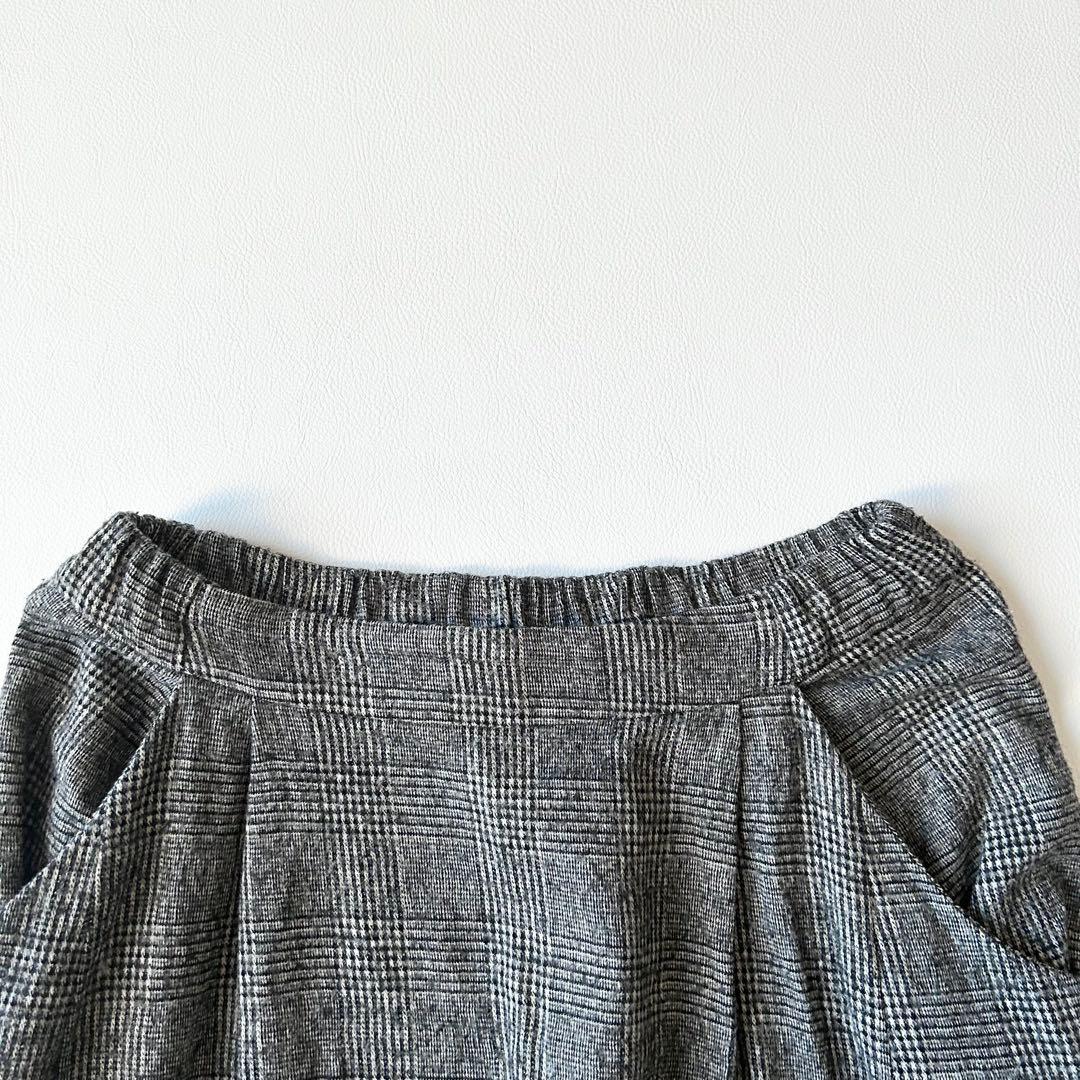 3006y美品 エヴァムエヴァ ウールグレンチェックサルエルパンツ グレー