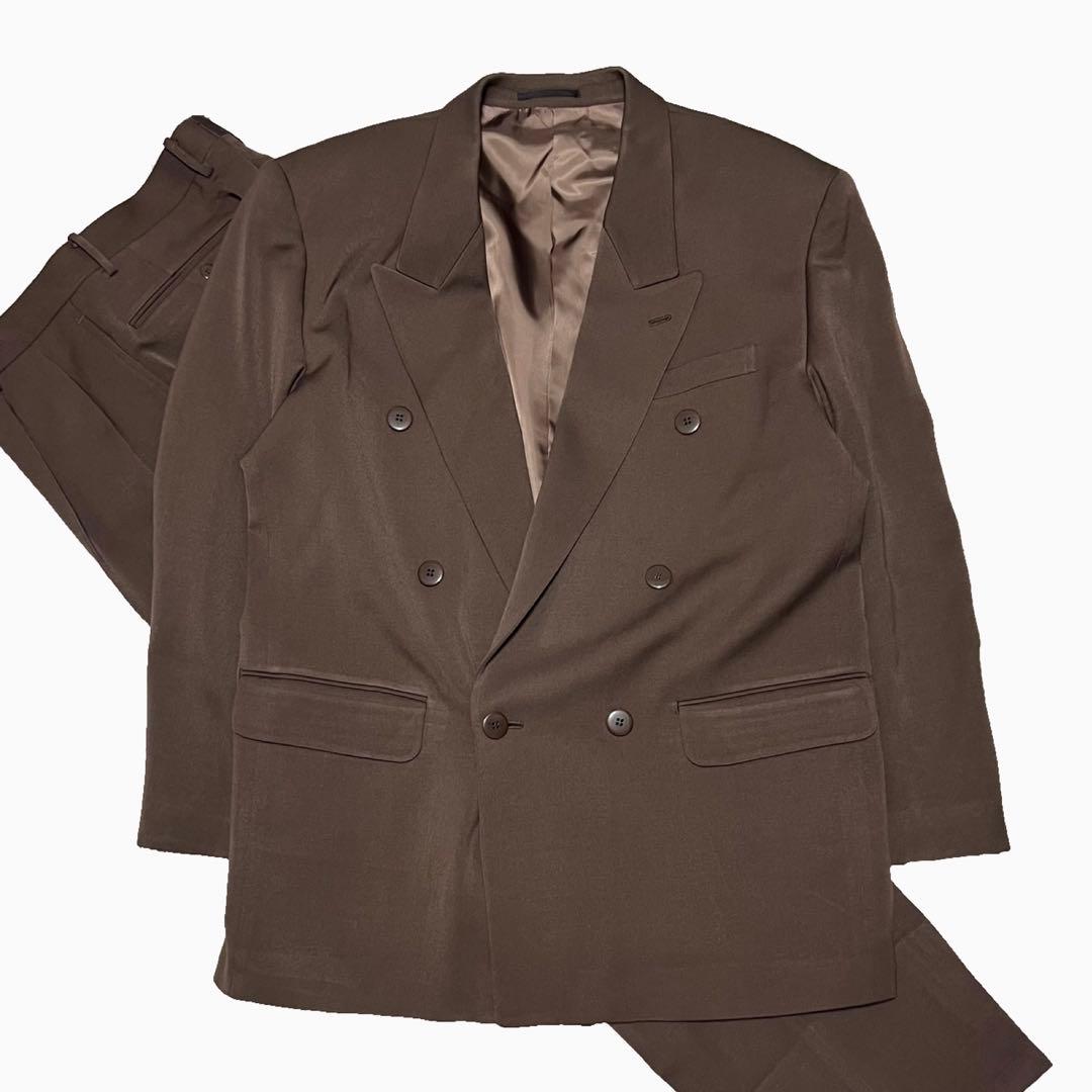 ダブル レトロ カラー スーツ セットアップ ブラウン L 菅田将暉