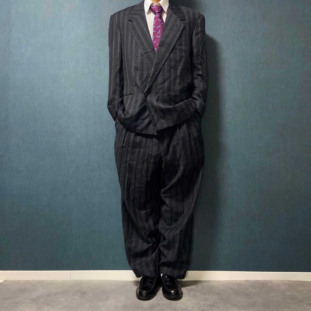 【希少】GIANNI VERSACE ダブルセットアップスーツ チェックAW98