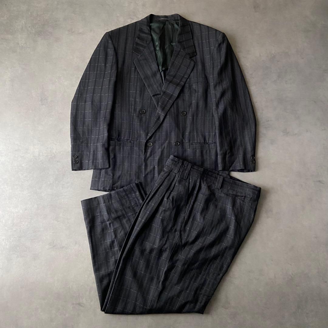 【希少】GIANNI VERSACE ダブルセットアップスーツ チェックAW98