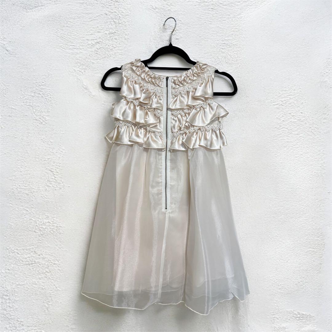 【1回着用】TOCCA フリル付きドレス 140 アイボリー