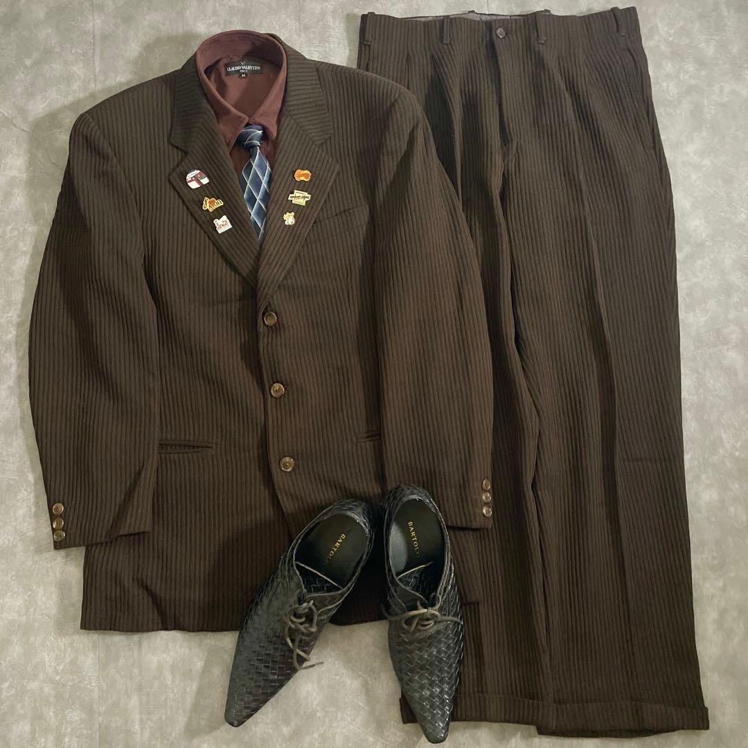 極上高級イタリア製コーデュロイスーツ × saint Laurentネクタイ