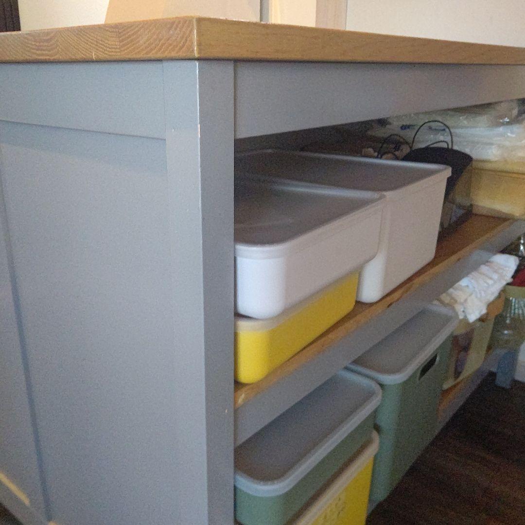 木製キッチンカウンター 収納ボックス付き