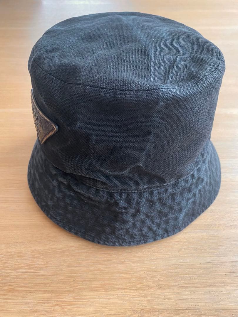 PRADA プラダ ブラック バケットハット ヴィンテージ加工　メンズLサイズ