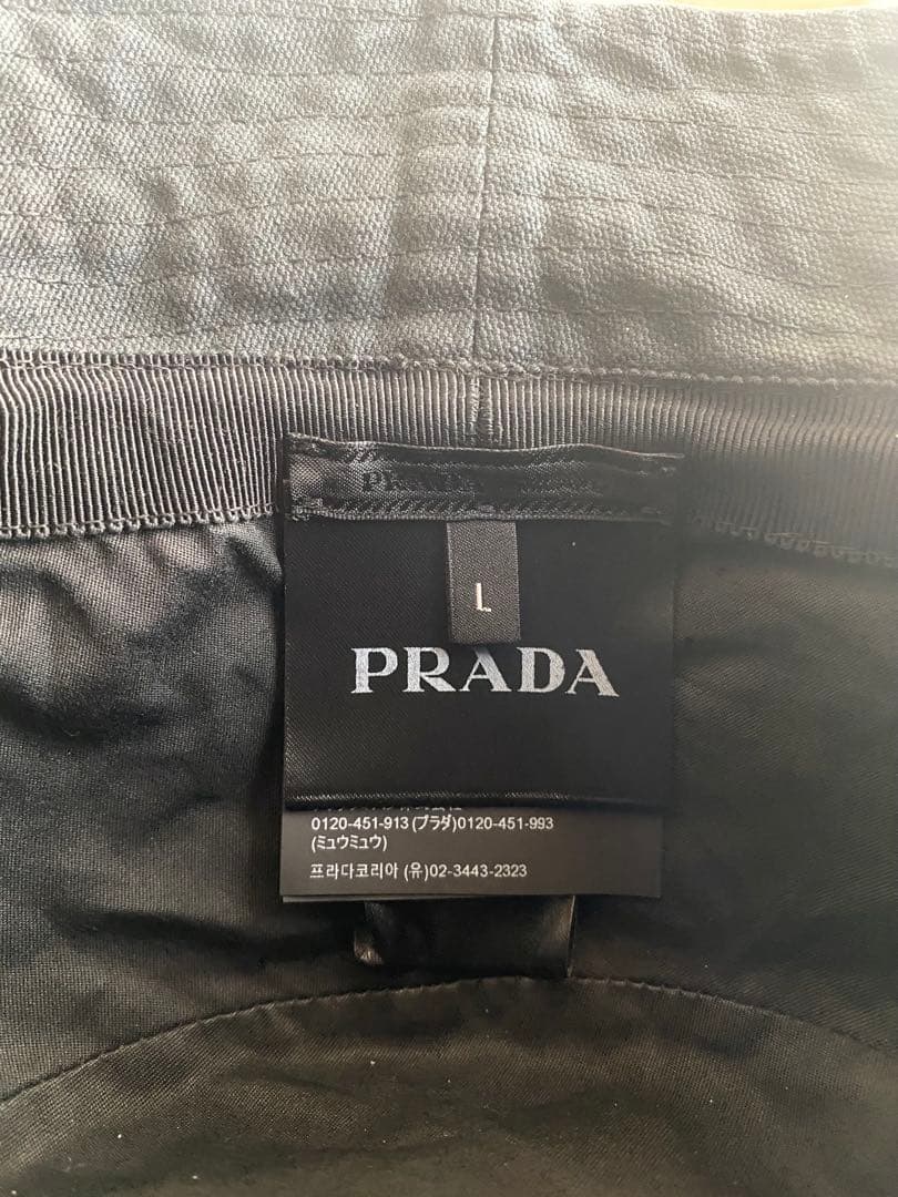 PRADA プラダ ブラック バケットハット ヴィンテージ加工　メンズLサイズ