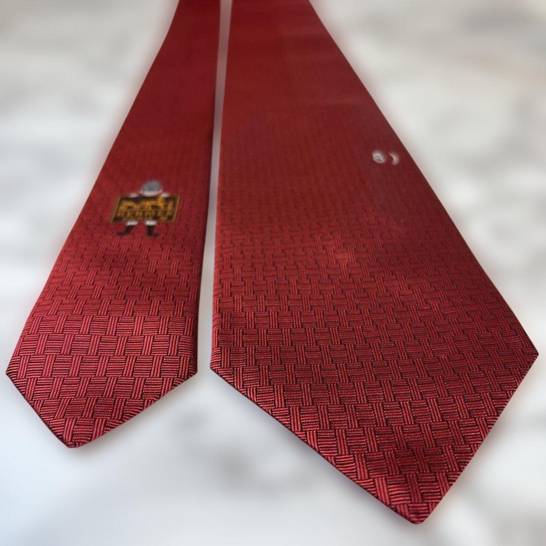 【タグ&箱&カード付✨】HERMES ネクタイ　レッド　赤　ファソネ　刺繍
