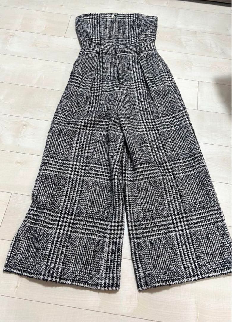 anuans　ウールチェックツイードオールインワン